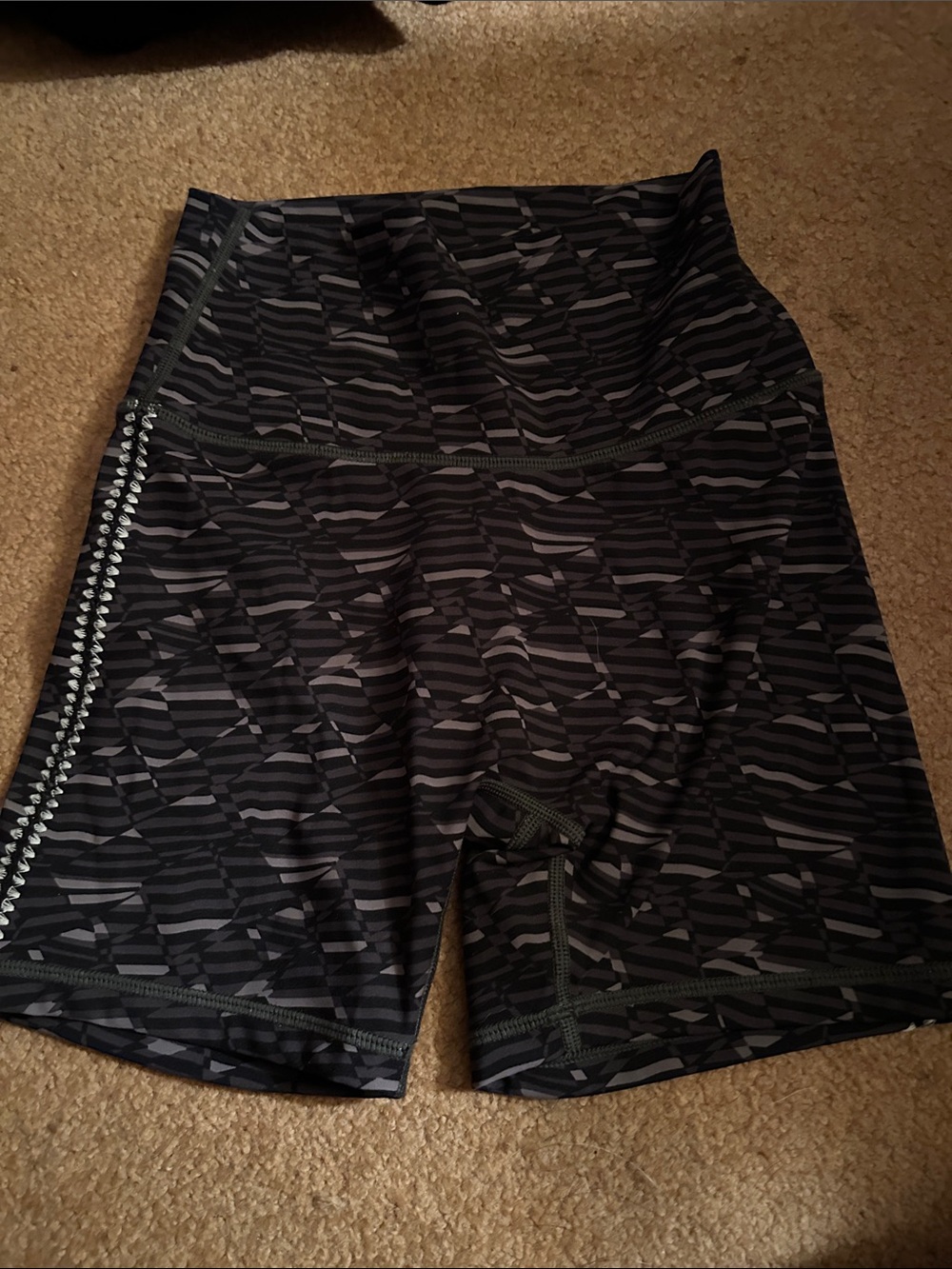 aerie OFFLINE Black and Gray Geometric Bike Shorts